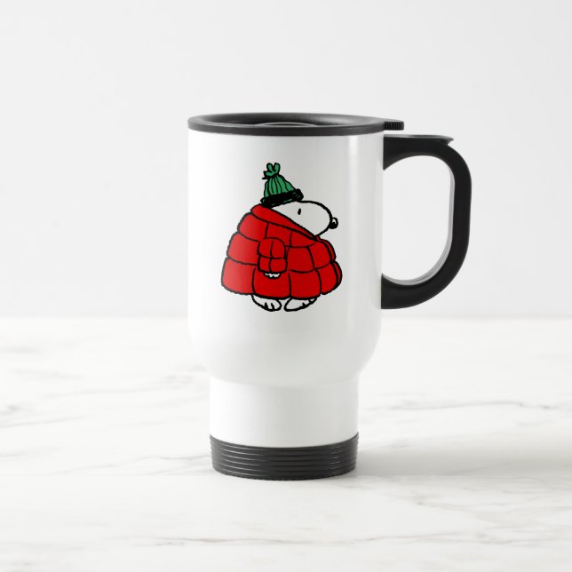 Peanuts | Snoopy Red Puffer Jacket Travel Mug (Right)