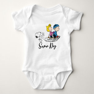 Peanuts Snoopy, Sally & Linus Sled Riding Baby Bodysuit
