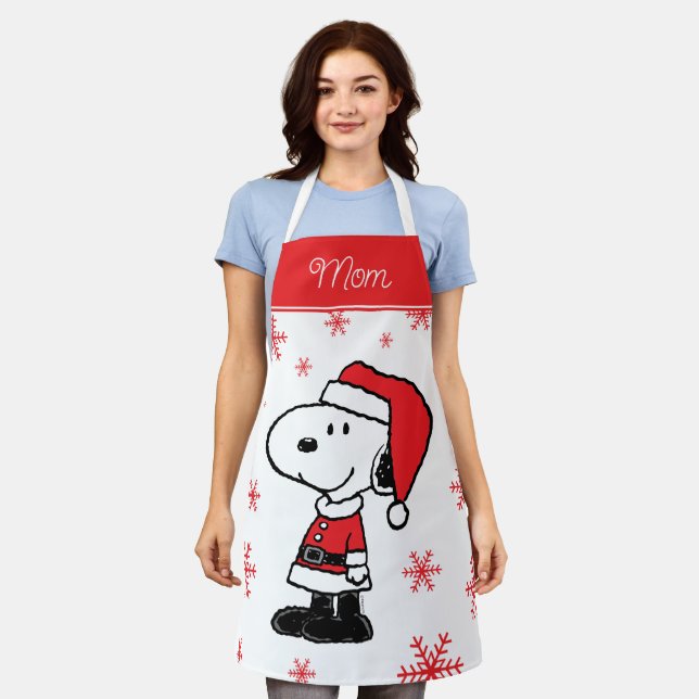 Peanuts | Snoopy Santa Claus | Add Your Name Apron (Worn)