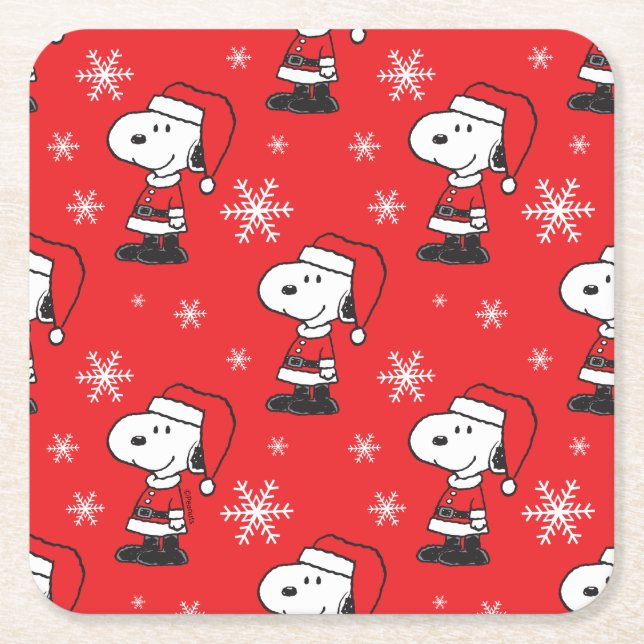 Peanuts | Snoopy Santa Claus Square Paper Coaster (Front)
