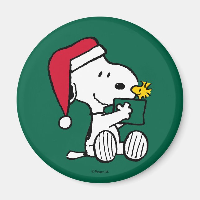 Peanuts | Snoopy Santa & Woodstock Gift Magnet (Front)