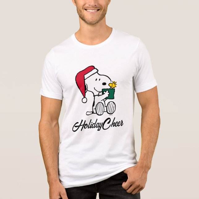 Peanuts | Snoopy Santa & Woodstock Gift Tri-Blend Shirt (Front)