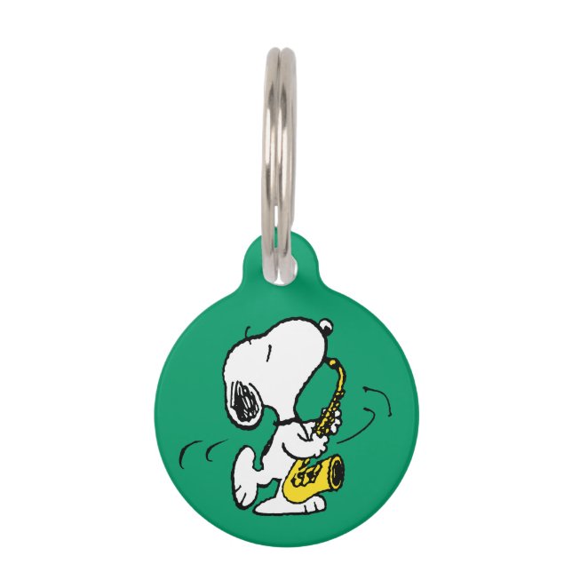 Peanuts | Snoopy Saxophone Player Pet Tag (Front)