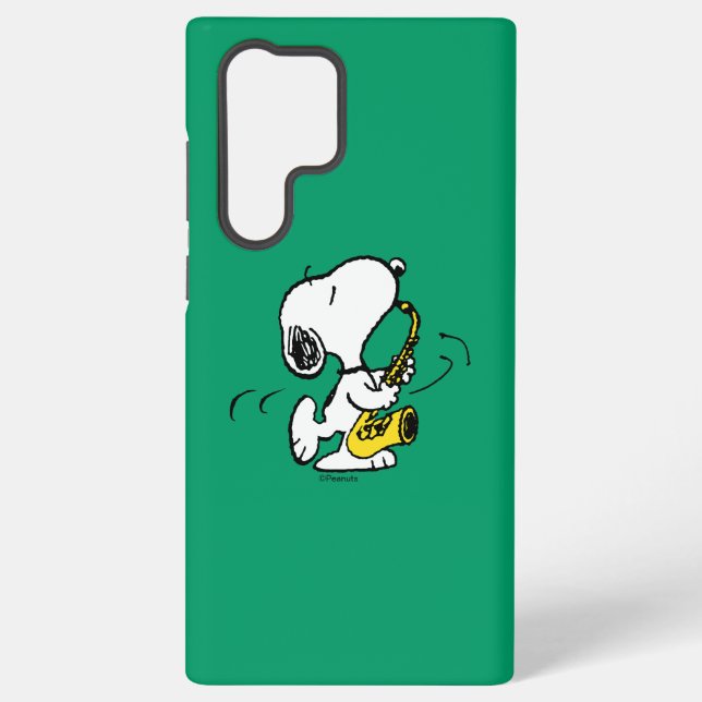 Peanuts | Snoopy Saxophone Player Samsung Galaxy S22 Ultra Case (Back)