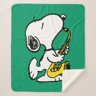 Peanuts   Snoopy Saxophone Player Sherpa Blanket