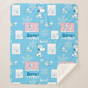 Peanuts   Snoopy Snow Day Pattern Sherpa Blanket