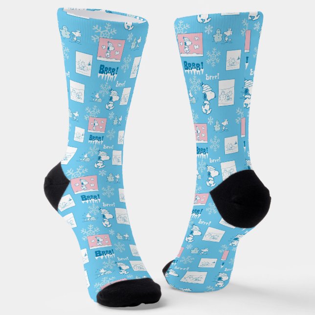 Peanuts | Snoopy Snow Day Pattern Socks (Angled)