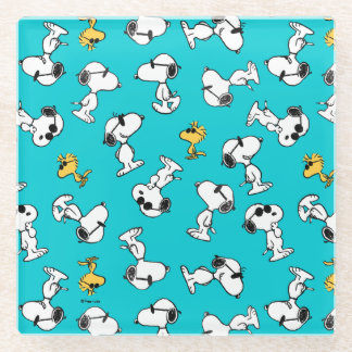 Peanuts | Snoopy & Sunglasses Pattern Glass Coaster