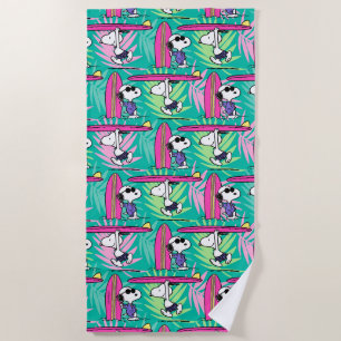 Peanuts   Snoopy Teal Surf Pattern Beach Towel