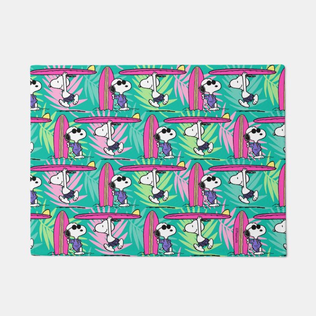 Peanuts | Snoopy Teal Surf Pattern Doormat (Front)
