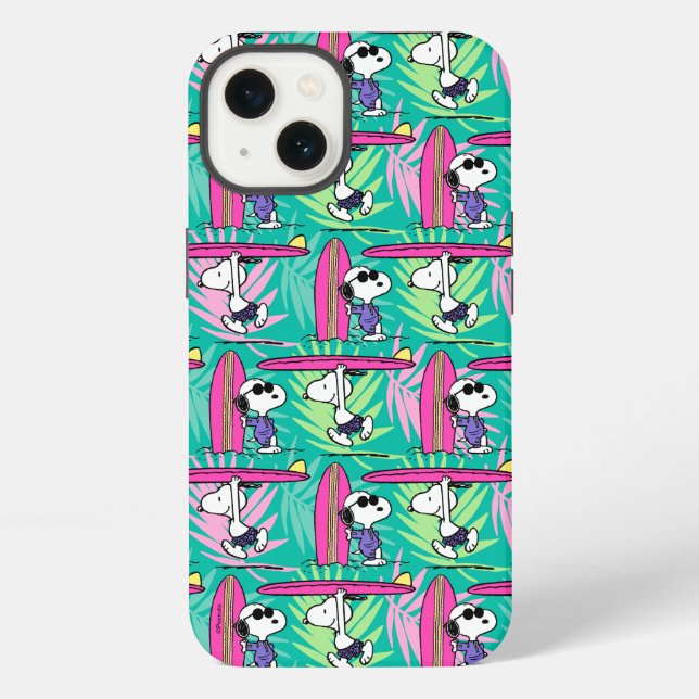 Peanuts | Snoopy Teal Surf Pattern iPhone Case (Back)
