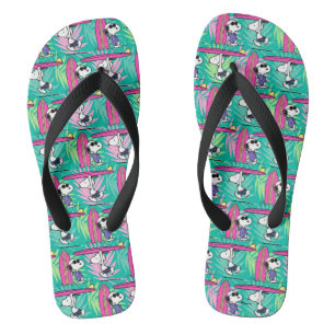 Peanuts   Snoopy Teal Surf Pattern Jandals
