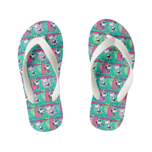 Peanuts   Snoopy Teal Surf Pattern Kid's Jandals
