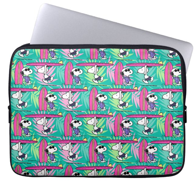 Peanuts | Snoopy Teal Surf Pattern Laptop Sleeve (Front)
