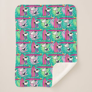 Peanuts   Snoopy Teal Surf Pattern Pet Sherpa Blanket