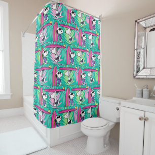 Peanuts   Snoopy Teal Surf Pattern Shower Curtain