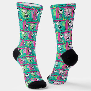 Peanuts   Snoopy Teal Surf Pattern Socks