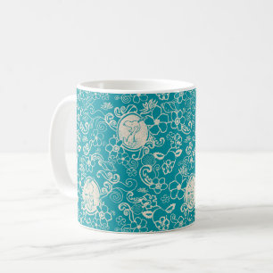 Peanuts   Snoopy Teal Tropical Beach Pattern Coffee Mug