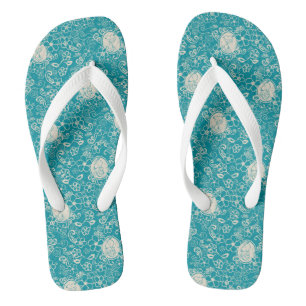 Peanuts   Snoopy Teal Tropical Beach Pattern Jandals