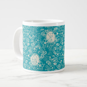 Peanuts   Snoopy Teal Tropical Beach Pattern Large Coffee Mug