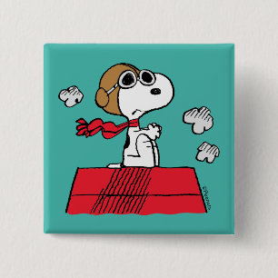 Peanuts   Snoopy the Flying Ace 15 Cm Square Badge