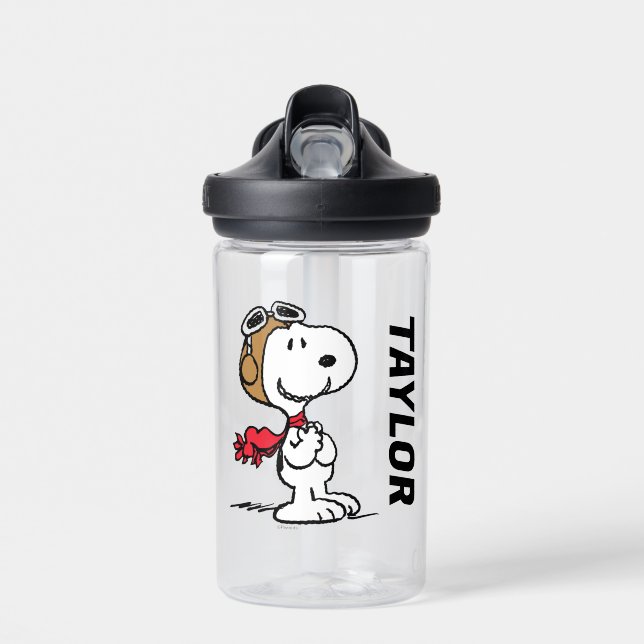Peanuts | Snoopy The Flying Ace | Add Your Name Water Bottle (Front)