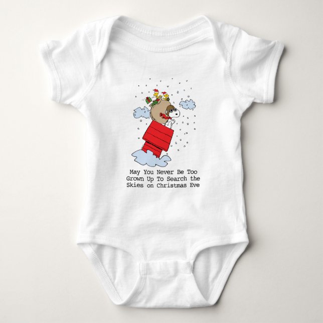 Peanuts | Snoopy the Flying Ace at Christmas Baby Bodysuit (Front)