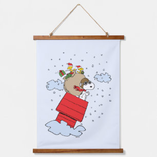 Peanuts   Snoopy the Flying Ace at Christmas Hanging Tapestry