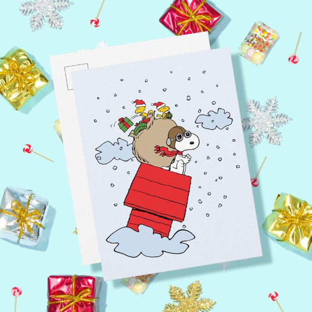 Peanuts | Snoopy the Flying Ace at Christmas Postcard (Card on table)