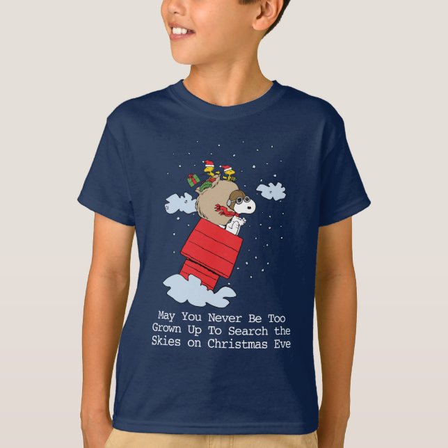 Peanuts | Snoopy the Flying Ace at Christmas T-Shirt (Front)