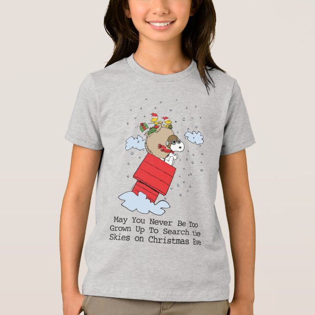 Peanuts | Snoopy the Flying Ace at Christmas Tri-Blend Shirt (Front)