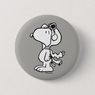 Peanuts   Snoopy the Flying Ace BW 6 Cm Round Badge