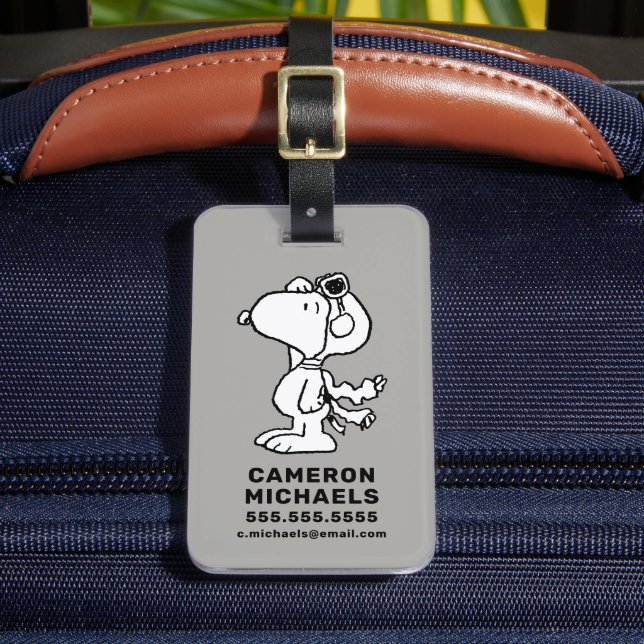 Peanuts | Snoopy the Flying Ace BW Luggage Tag (Front Insitu 2)