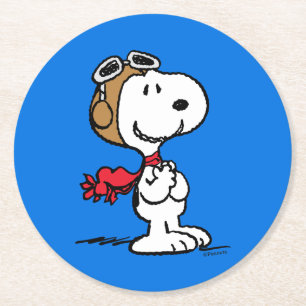 Peanuts   Snoopy The Flying Ace Round Paper Coaster
