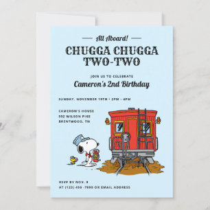 Peanuts Snoopy   Train 2nd Birthday Party Invitation