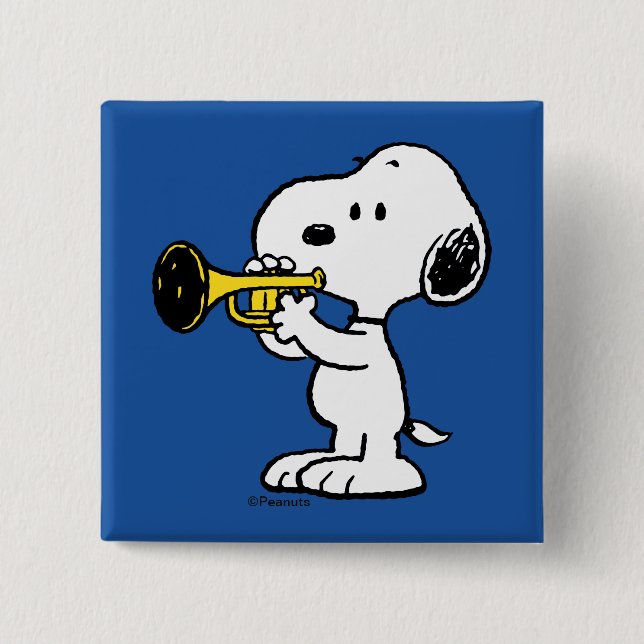 Peanuts | Snoopy Trumpet Player 15 Cm Square Badge (Front)