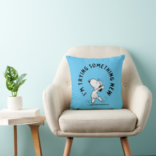 Peanuts   Snoopy Trying Something New Cushion