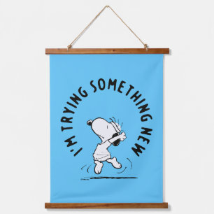 Peanuts   Snoopy Trying Something New Hanging Tapestry