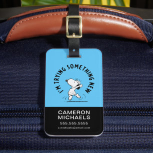 Peanuts   Snoopy Trying Something New Luggage Tag