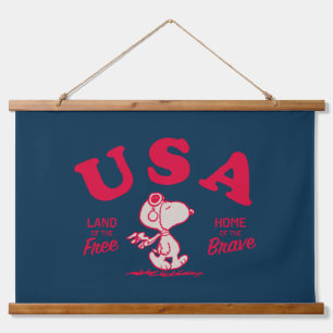 Peanuts   Snoopy USA Land of the Free Hanging Tapestry