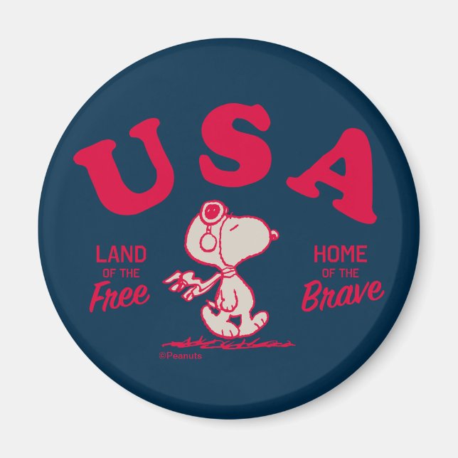Peanuts | Snoopy USA Land of the Free Magnet (Front)