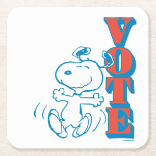 Peanuts   Snoopy - Vote Square Paper Coaster