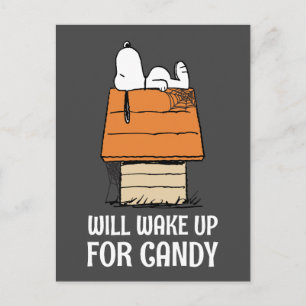 Peanuts Snoopy Will Wake Up For Candy Postcard