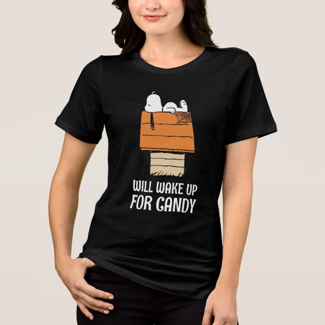 Peanuts | Snoopy Will Wake Up For Candy Tri-Blend Shirt (Front)