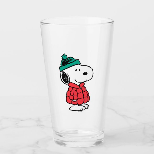 Peanuts | Snoopy Winter Coat & Hat Glass (Front)