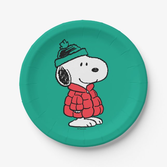 Peanuts | Snoopy Winter Coat & Hat Paper Plate (Front)