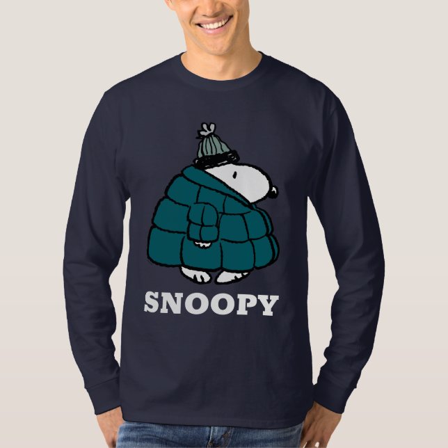 Peanuts | Snoopy Winter Puffer Jacket T-Shirt (Front)