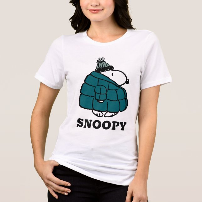 Peanuts | Snoopy Winter Puffer Jacket Tri-Blend Shirt (Front)