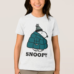 Peanuts Snoopy Winter Puffer Jacket Tri-Blend Shirt