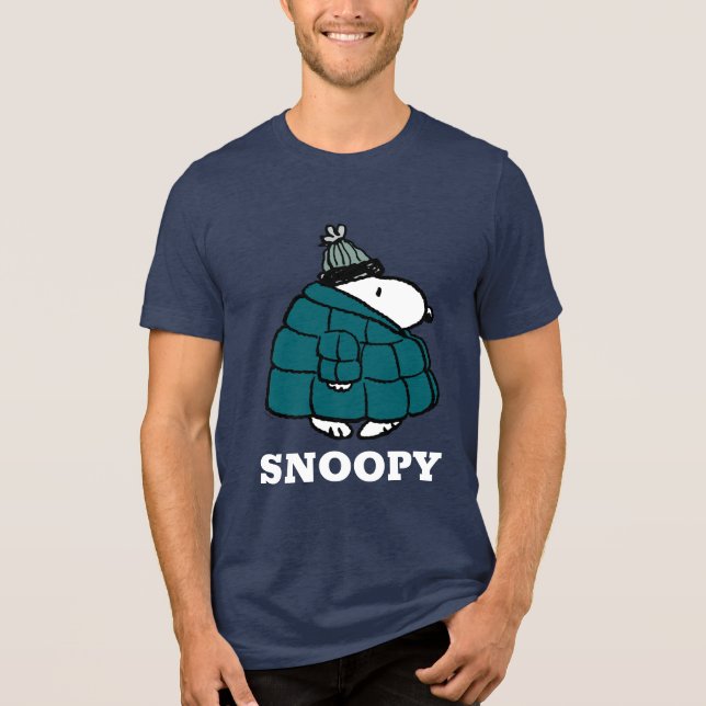 Peanuts | Snoopy Winter Puffer Jacket Tri-Blend Shirt (Front)